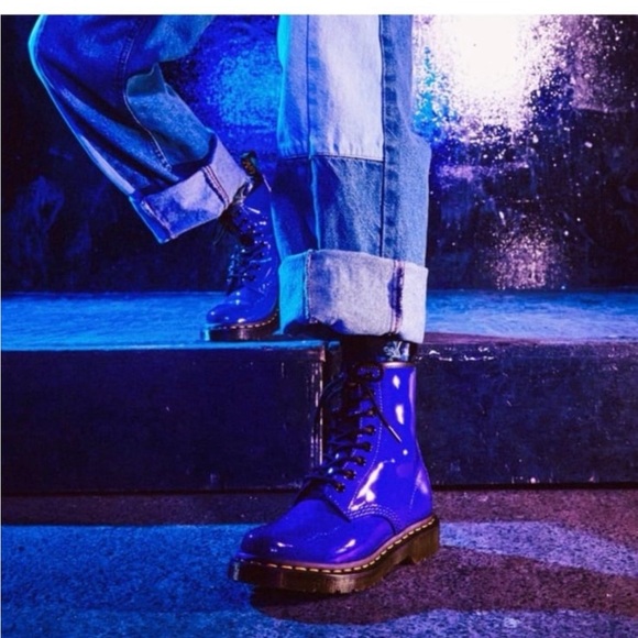 Blue Patent Leather Women's Boots - Picture 5 of 11